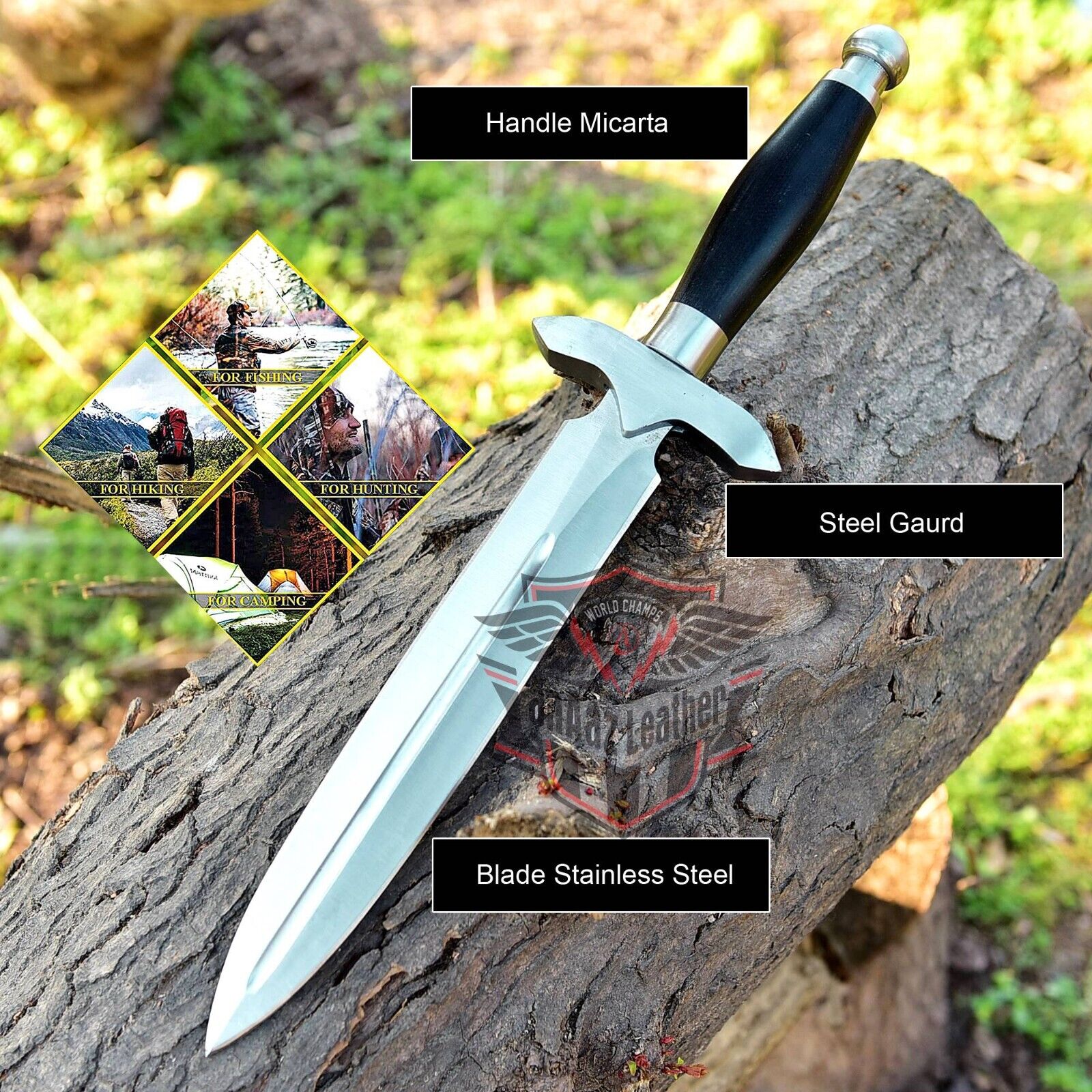 HANDCRAFTED D2 STEEL HUNTING DAGGER BOWIE KNIFE WITH MICARTA HANDLE & SHEATH