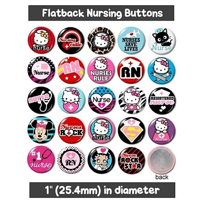 NURSING FLATBACK BUTTONS small cute medical gifts RN registered nurse new