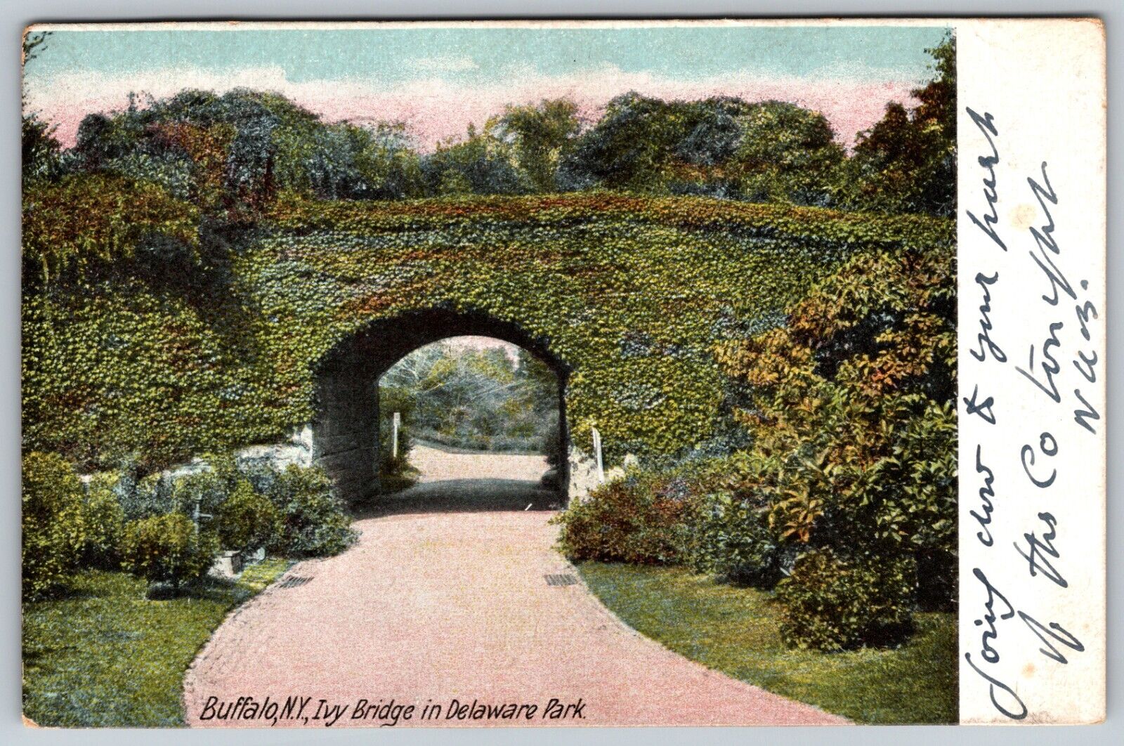 Antique c. 1907 Buffalo NY Bridge Over Delaware Avenue New York Postcard A230