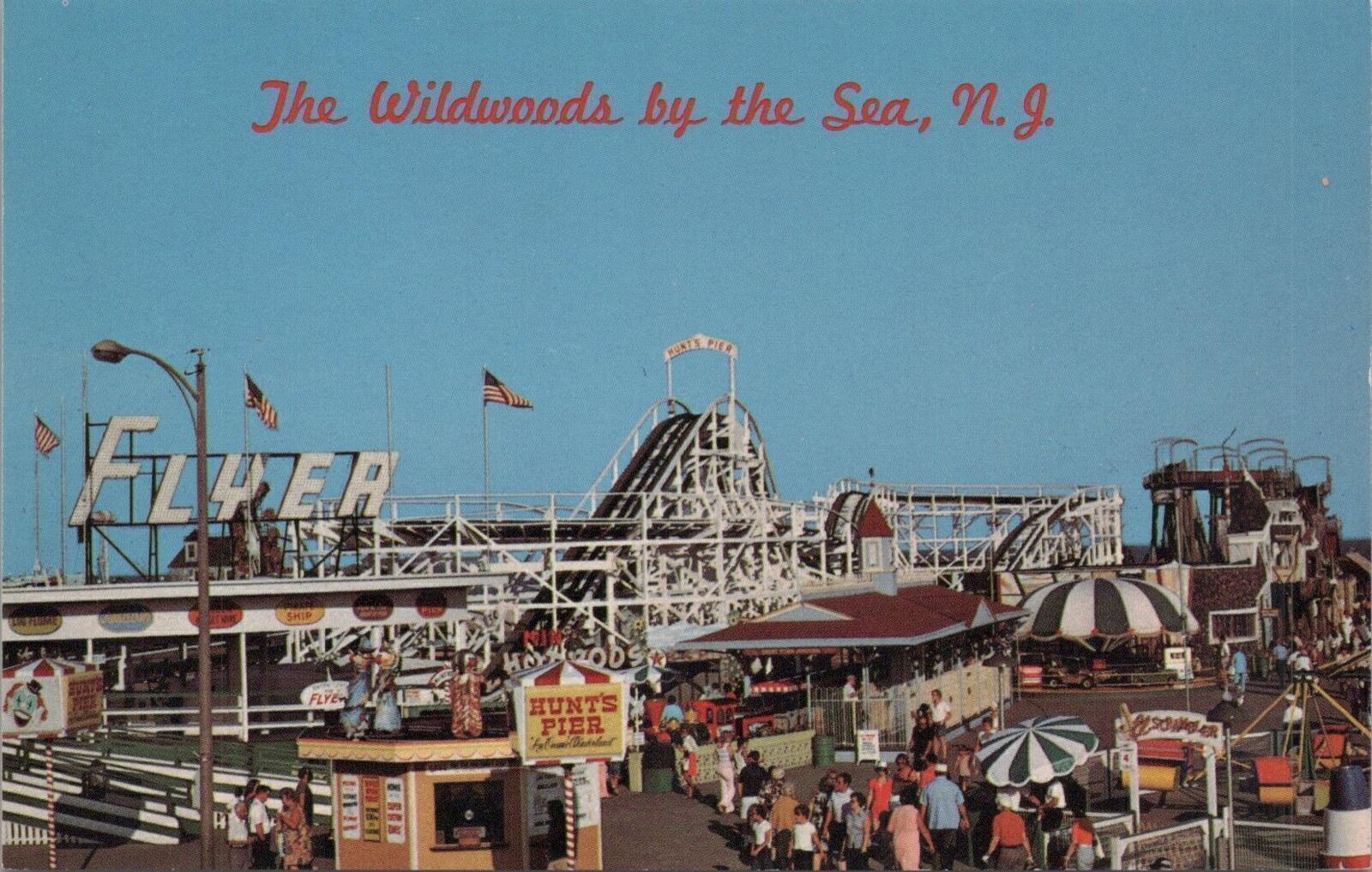 Postcard Roller Coaster  Flyer Hunt's Pier Wildwood by the Sea 
