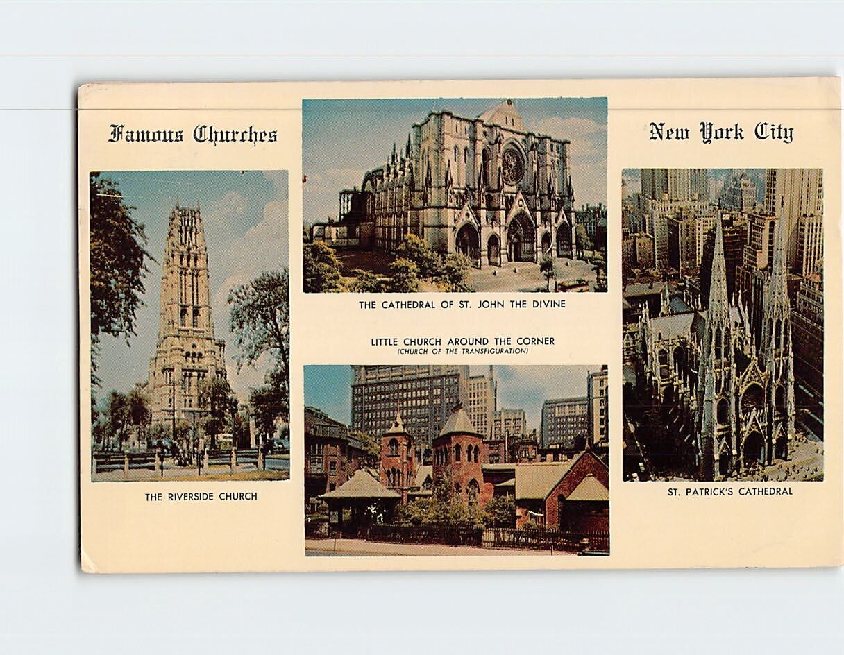 Postcard Famous Churches of New York City New York USA