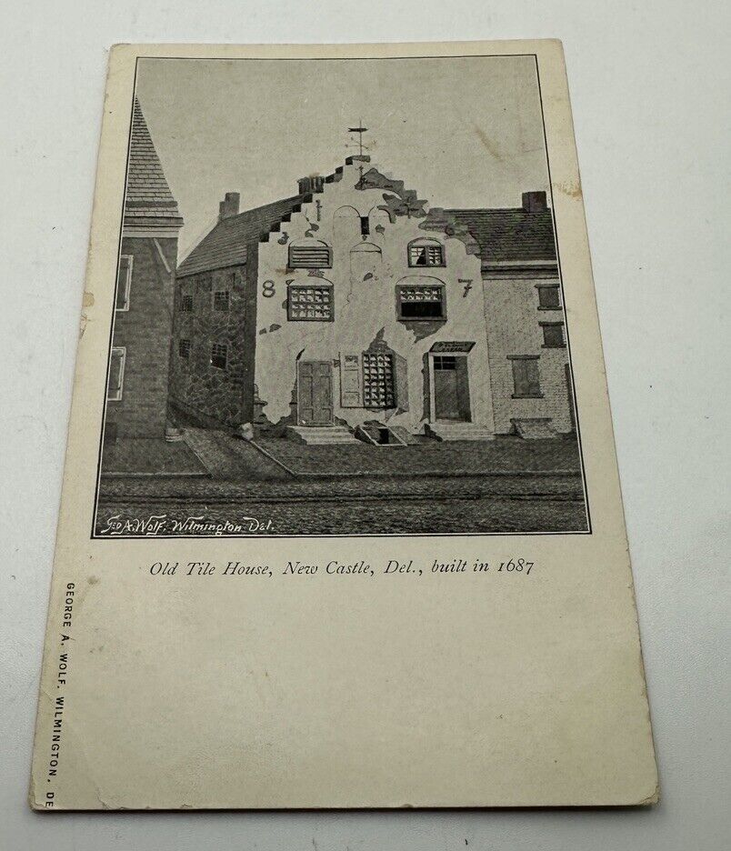 New Castle Delaware Old Tile House Vintage Undivided Back Postcard