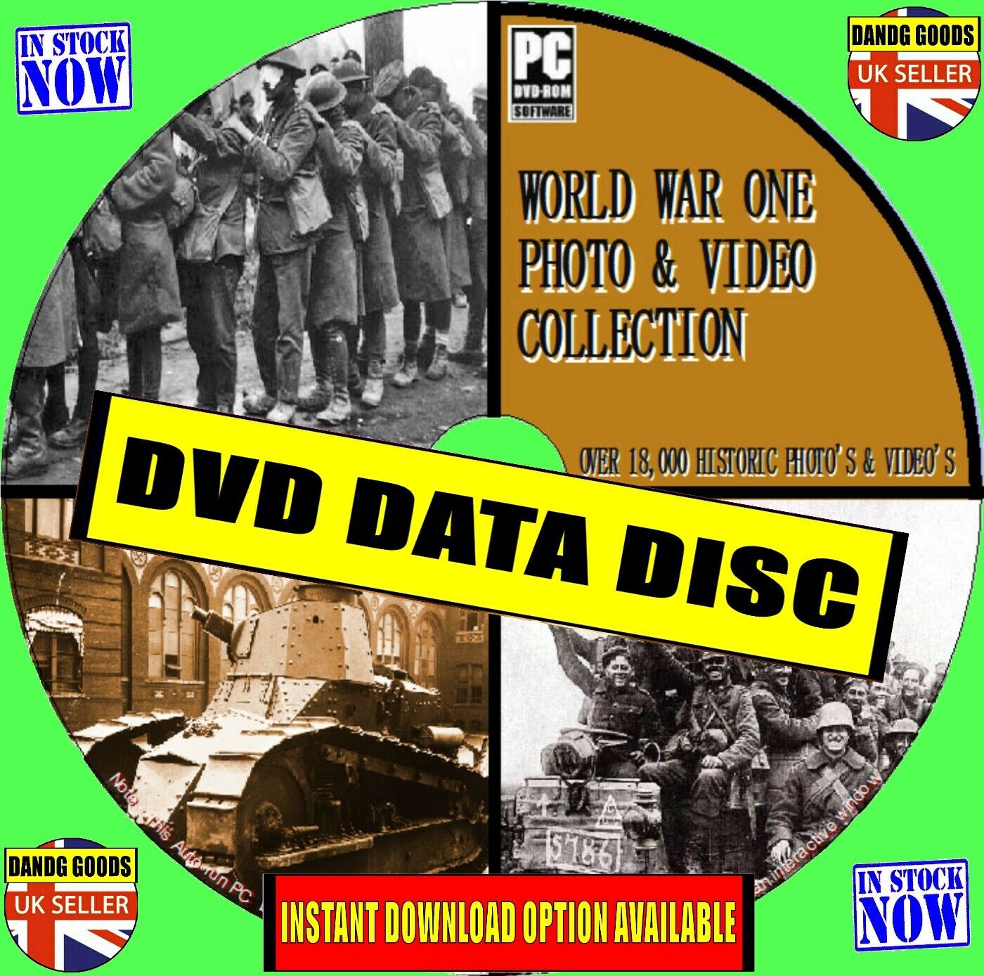 18000 HISTORIC 1st WORLD WAR PHOTOS & VIDEOS WW1 TACTICS WEAPONS NAVY PC DVD NEW