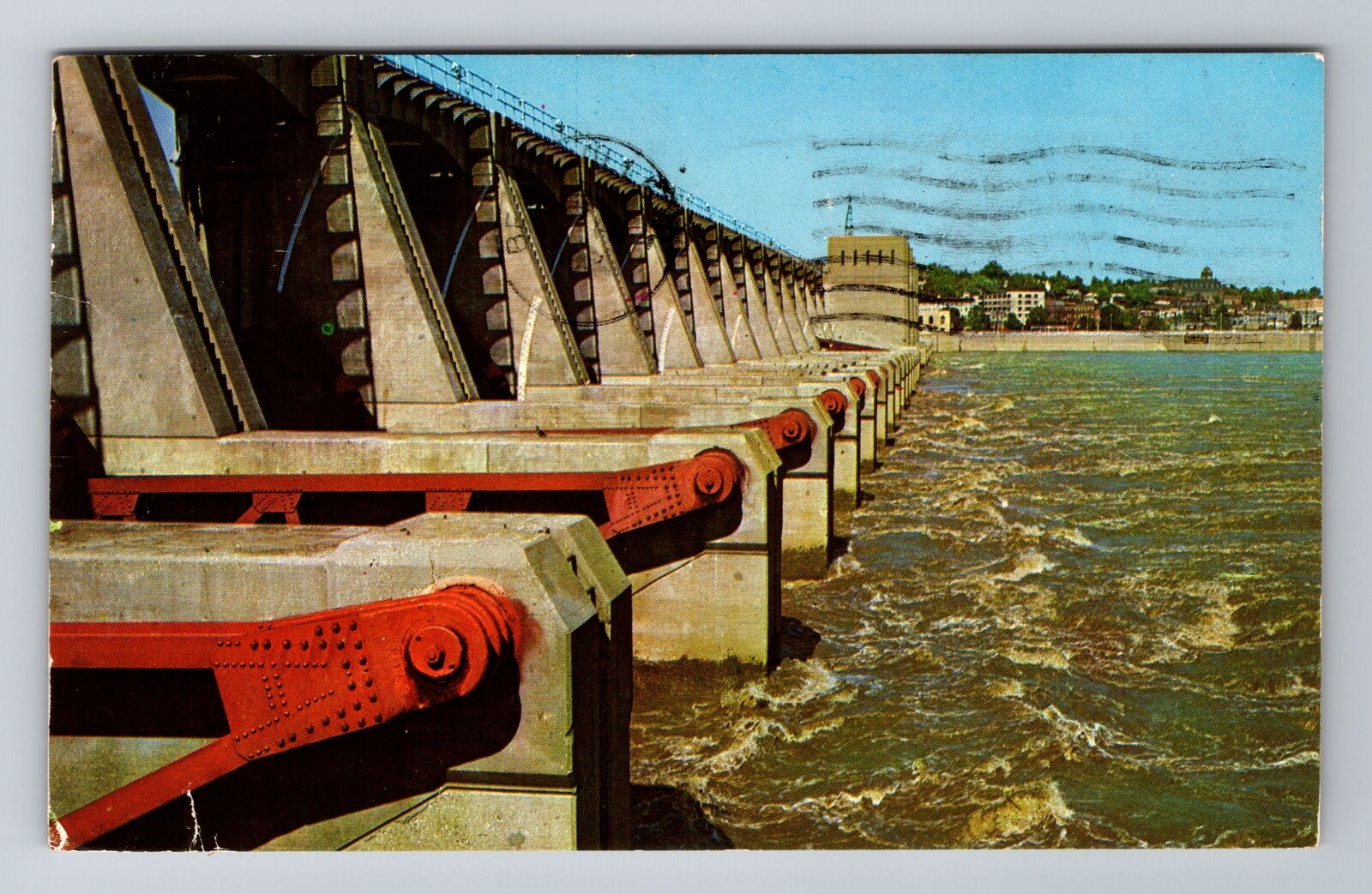 Alton IL-Illinois, Alton Dam, Antique, Vintage c1966 Souvenir Postcard