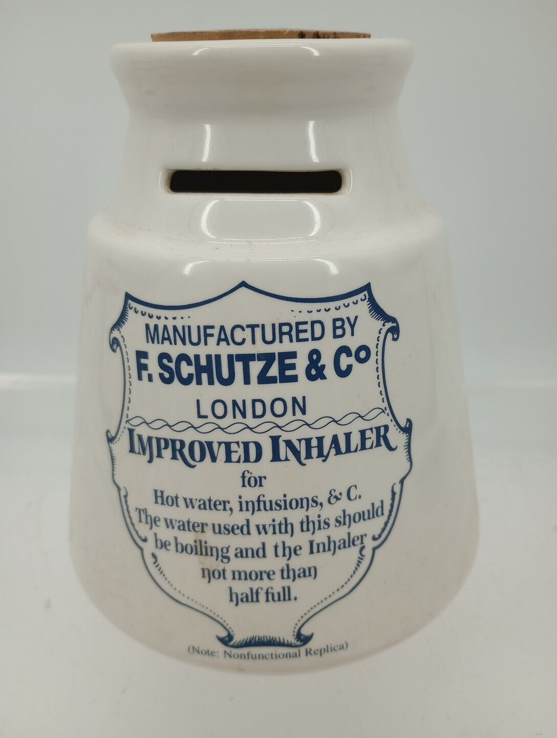  Vtg Bank A REPLICA Of F. Schutze & Co. London Improved Inhaler With Story Inclu
