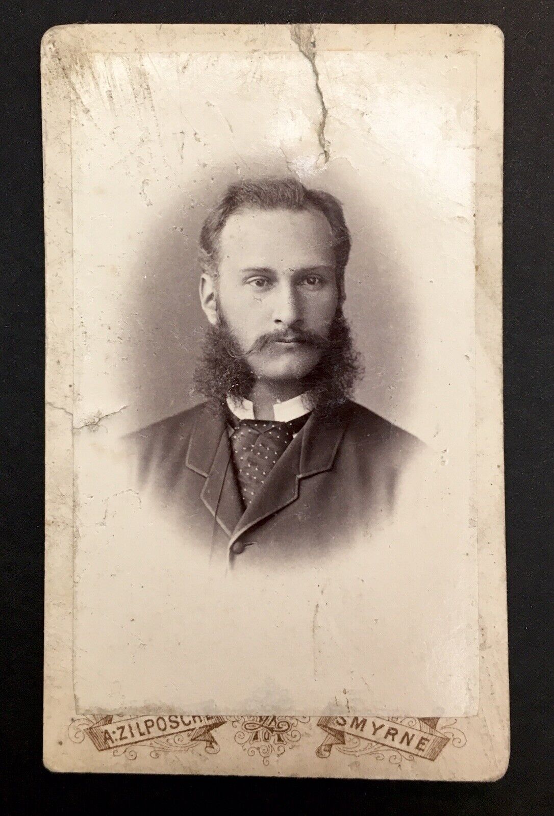 Antique Photograph of Handsome Young Man Interesting Facial Hair French