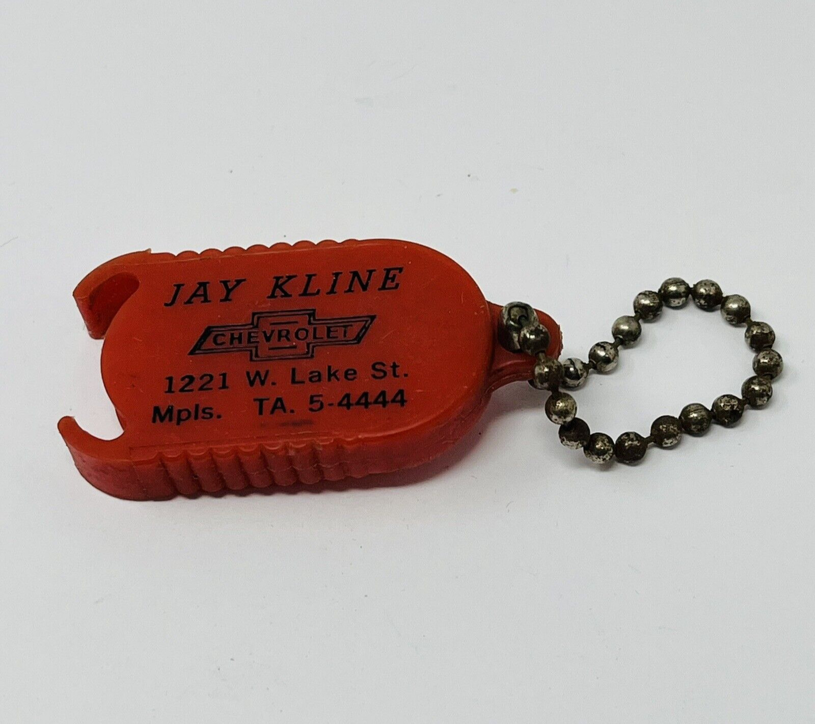 1950's Jay Kline Chevrolet Dealer Keychain Key Fob Chevy Vintage Minneapolis MN