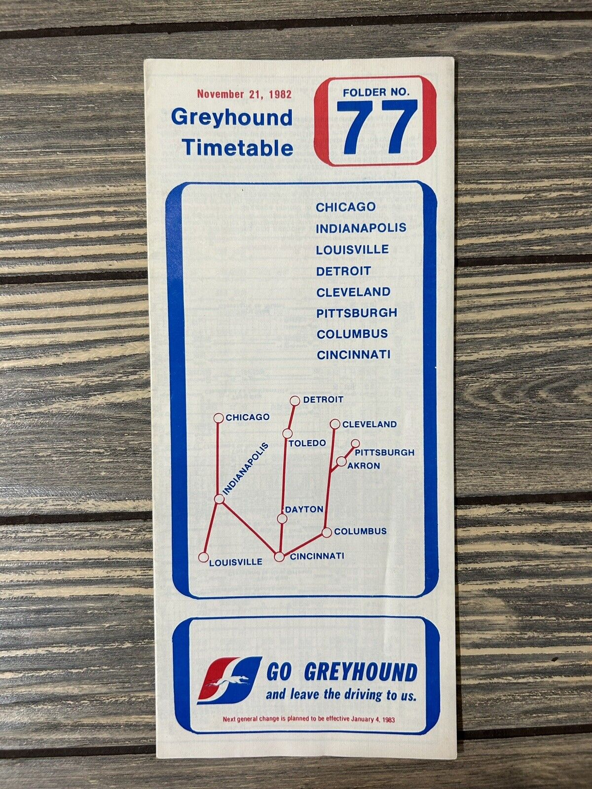 Vintage November 21 1982 Greyhound Timetable Folder 77 Brochure Pamphlet