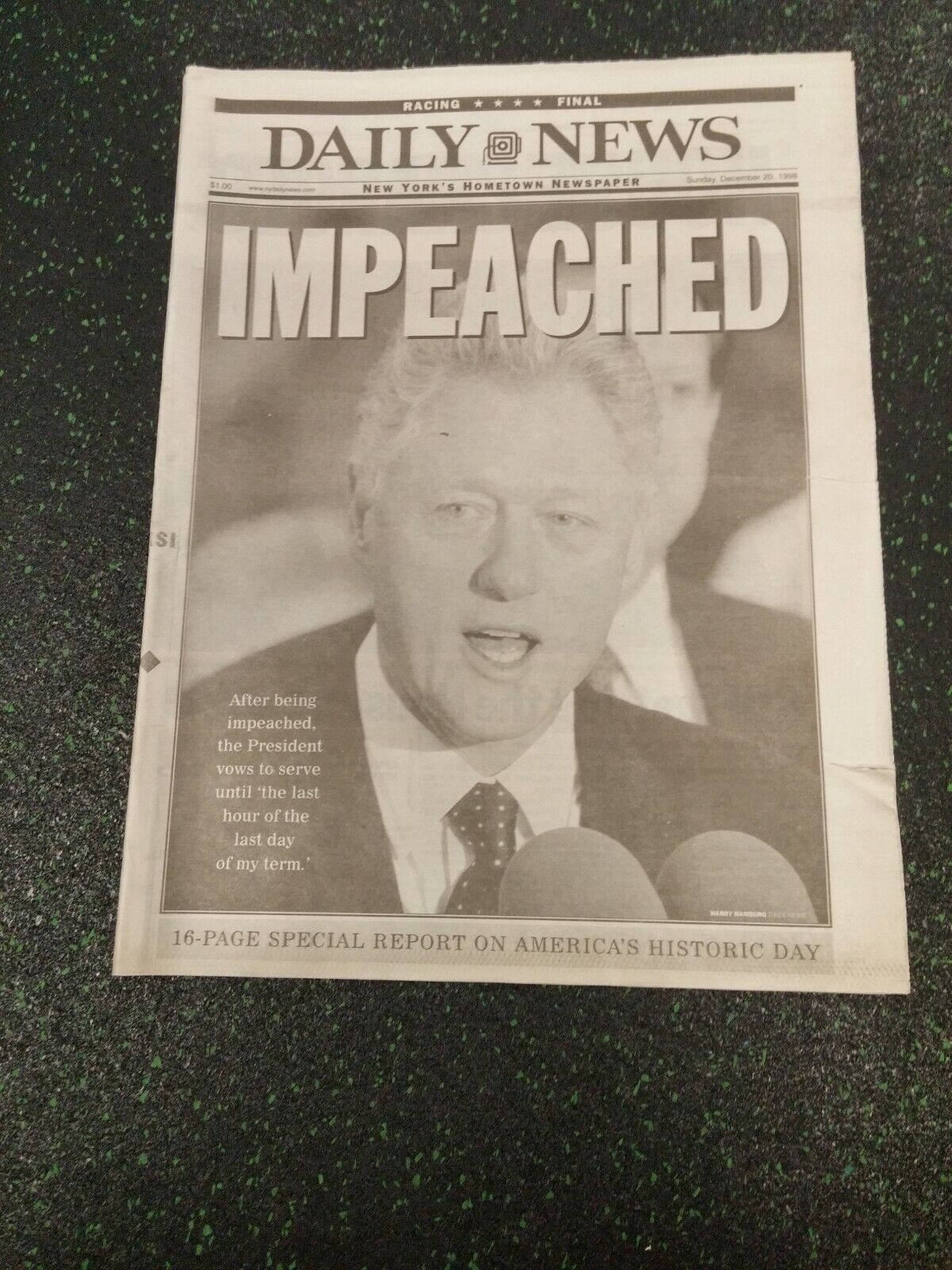 VINTAGE New York Newspapers ;  Clinton Impeached