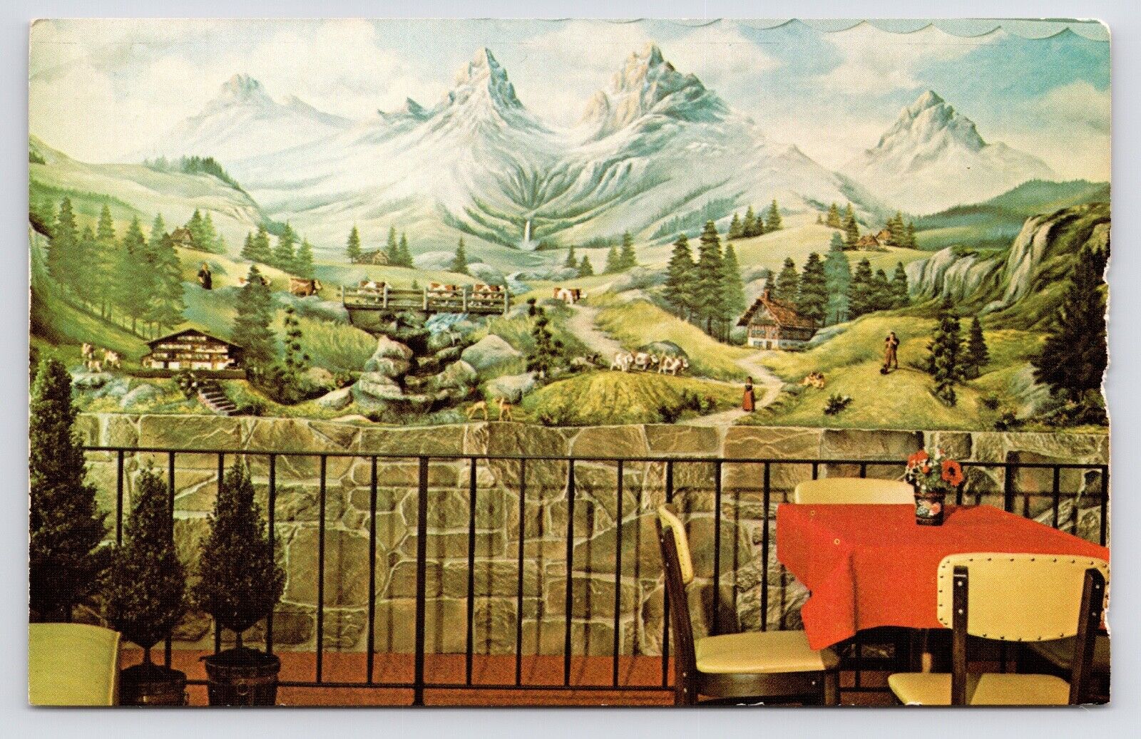 c1960s~Wilmot Ohio OH~Alpine Alpa~Cheesemaking~Restaurant~Dining~VTG Postcard