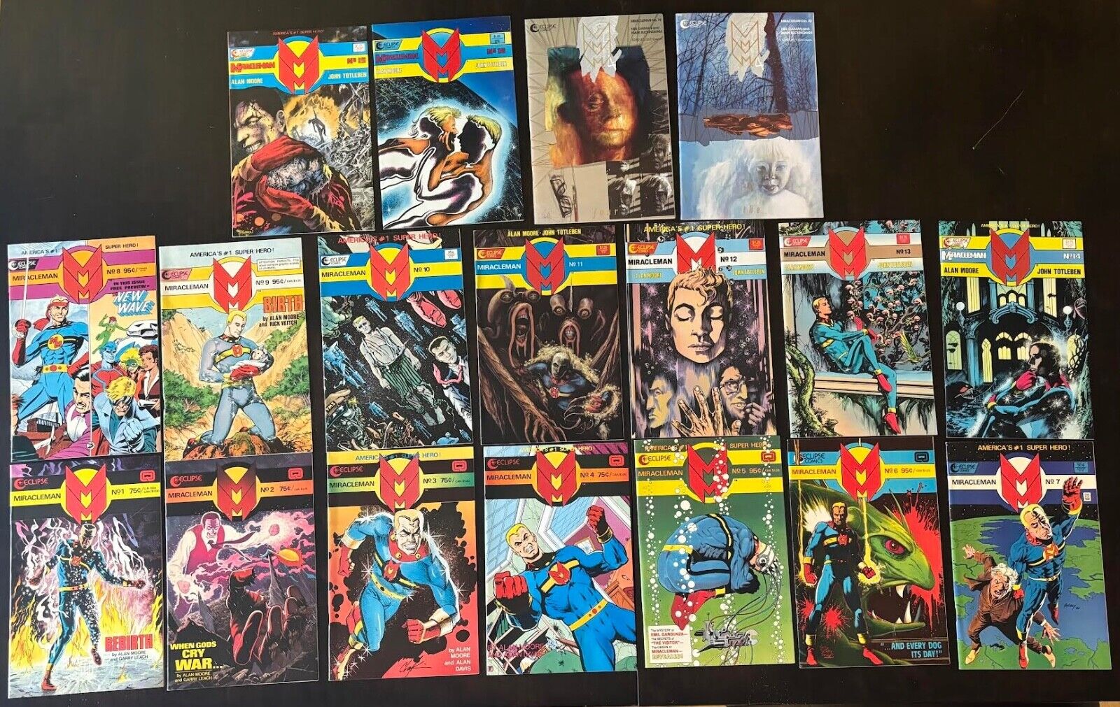 Miracleman lot of 18 comics Vol. 1 #1 -16, 19, 20 Alan Moore 1985 VF+ to VF/NM