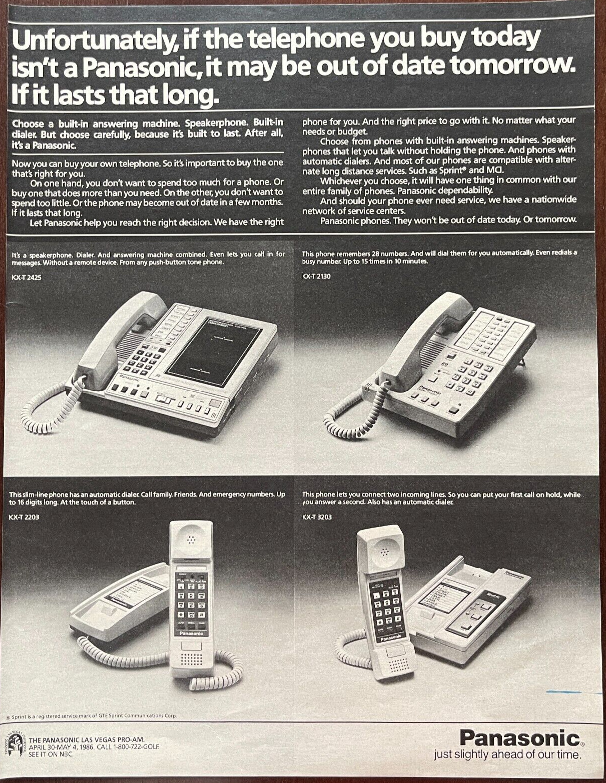 1985 Panasonic Vintage Print Ad 80\'s Phones Retro Electronic Advertisement