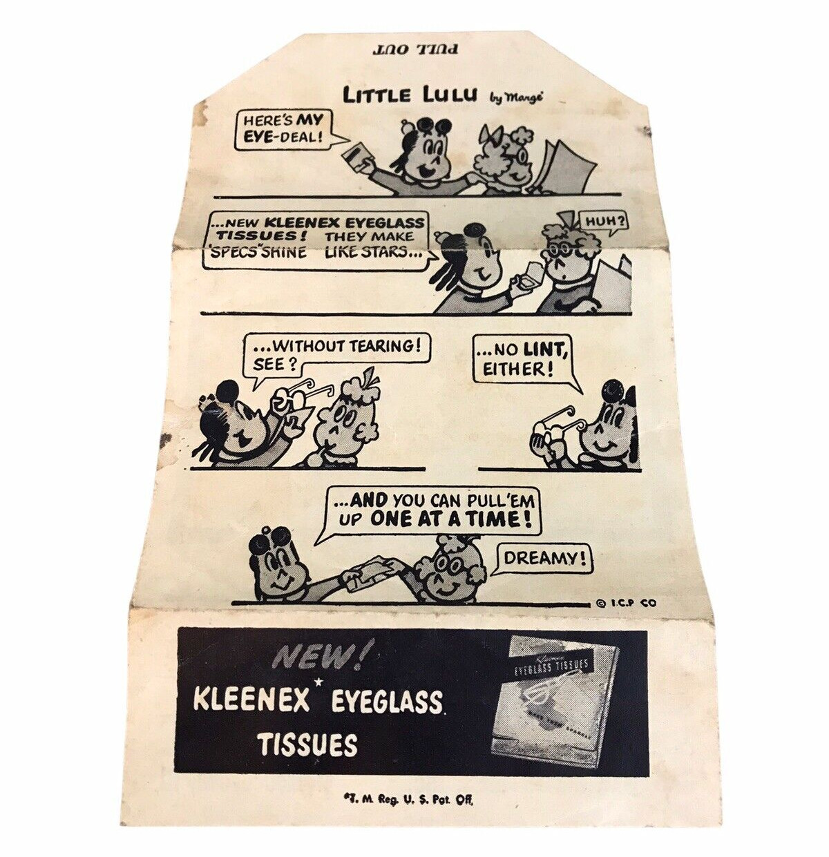 1940s Little Lulu Comic Strip Kleenex Print Ad Vintage Advertisment & Order Form