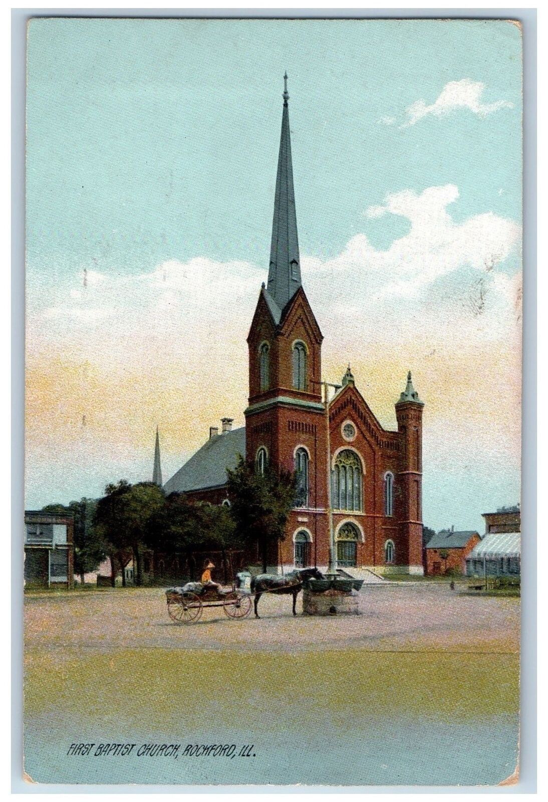 Rock Island Illinois IL Postcard First Baptist Church Building Exterior 1910
