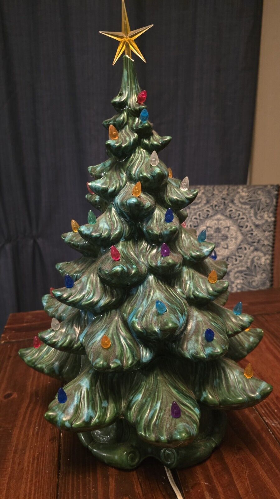 Vintage Green Ceramic Christmas Tree 19inch