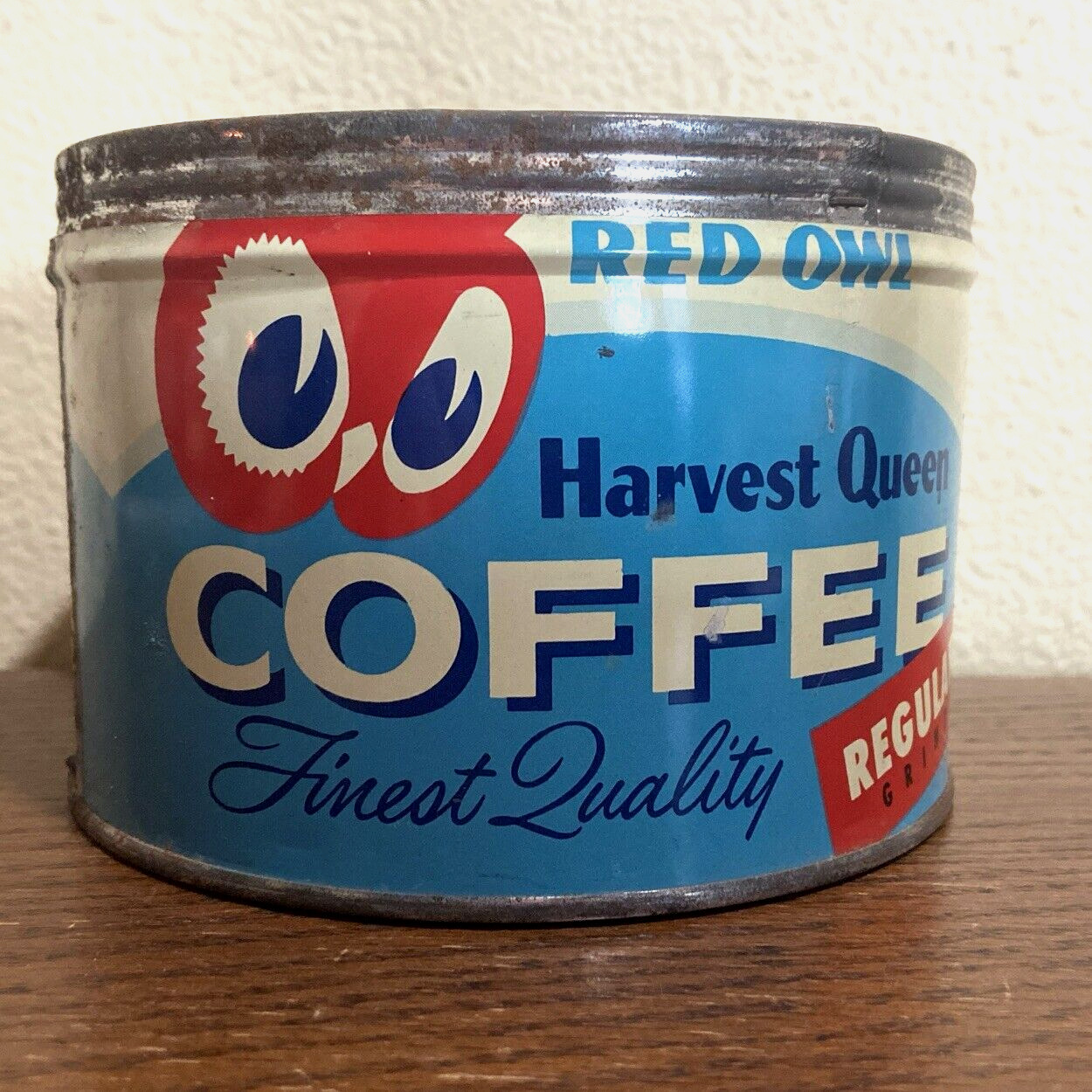 Vintage 1970\'s 1 Lb Red Owl Store\'s Harvest Queen Coffee Empty Metal Can No Lid