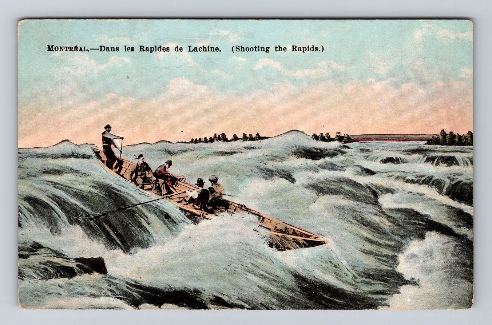 Montreal Quebec-Canada, Shooting the Rapids, Antique Vintage Souvenir Postcard