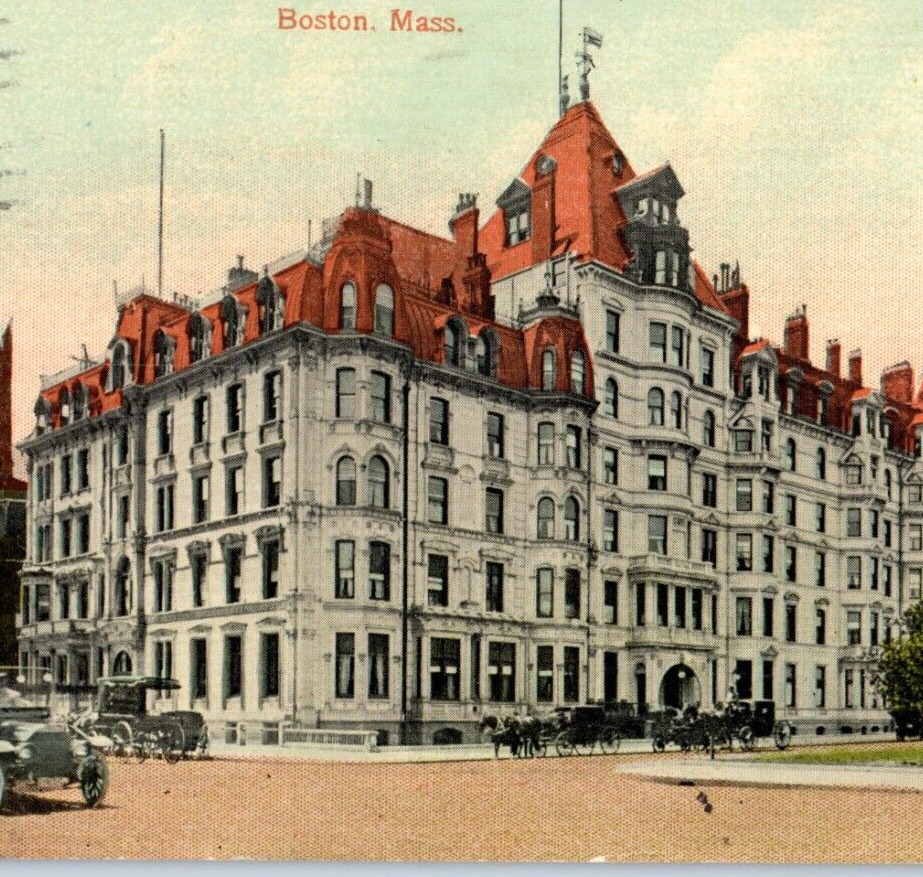 Hotel Vendome Postcard Vintage Commonwealth Avenue Boston Massachusetts 1914