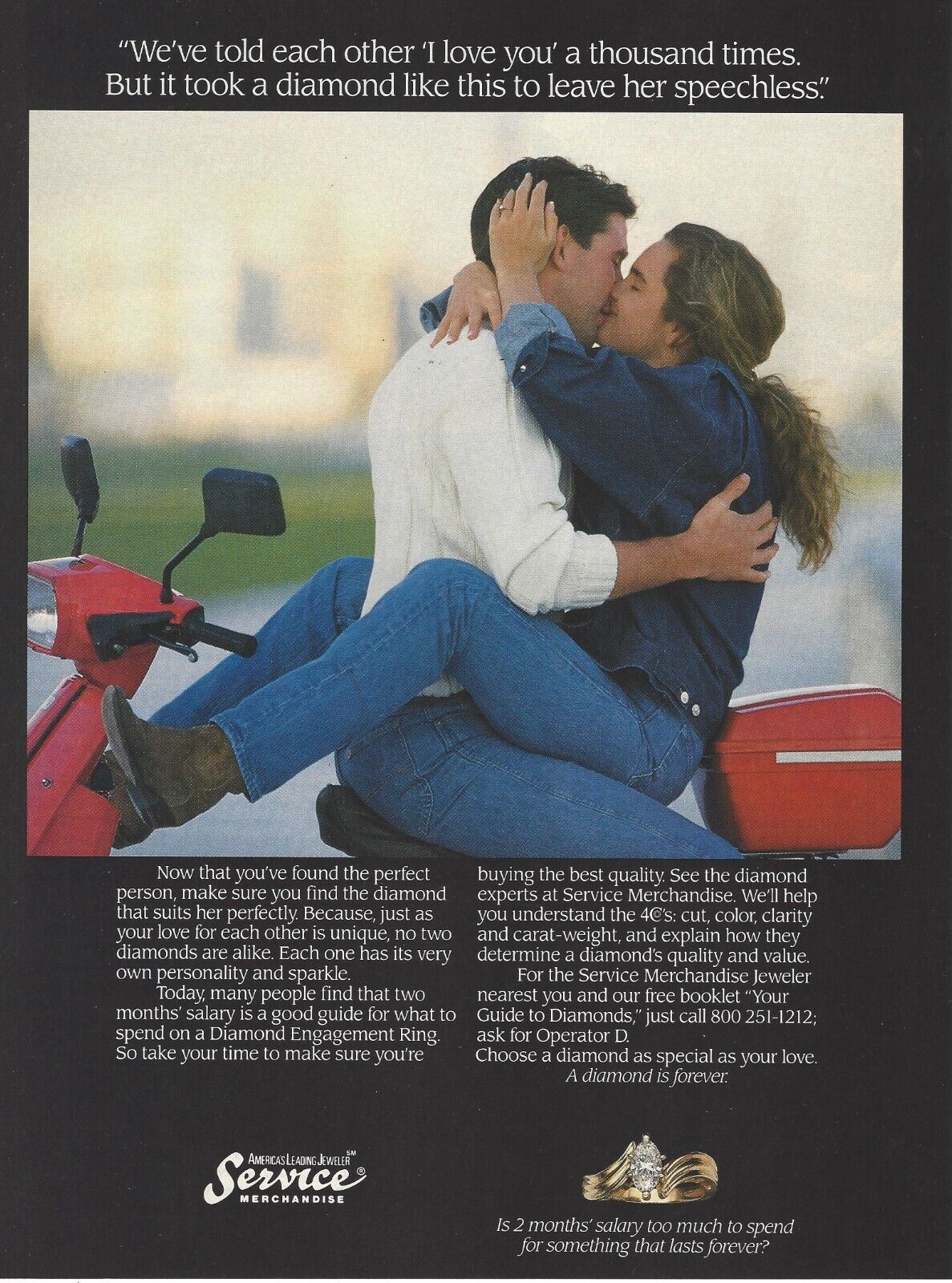 1988 Service Merchandise Diamond Engagement Ring vintage Print Ad Advertisement