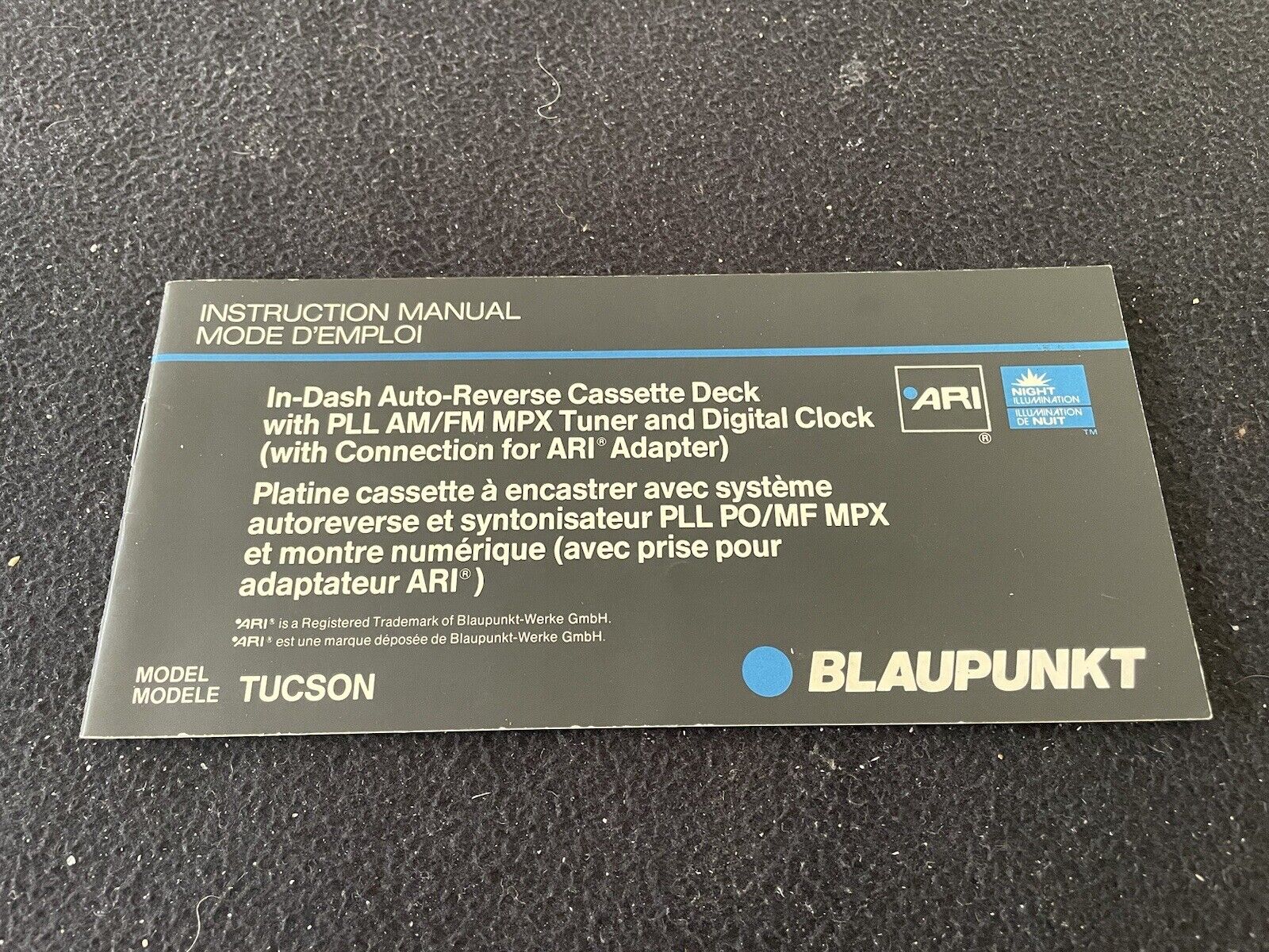 1984-1986 Blaupunkt Tucson Cassette Stereo Radio Owners Manual Porsche 911 944