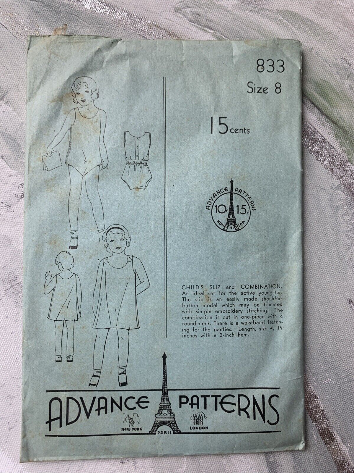 1930’s Vintage Sewing Pattern Child’s Slip And Dress 
