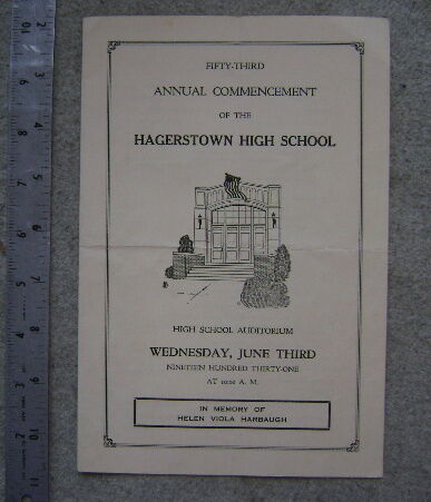 1931 Hagerstown (MD) High School Commencement program
