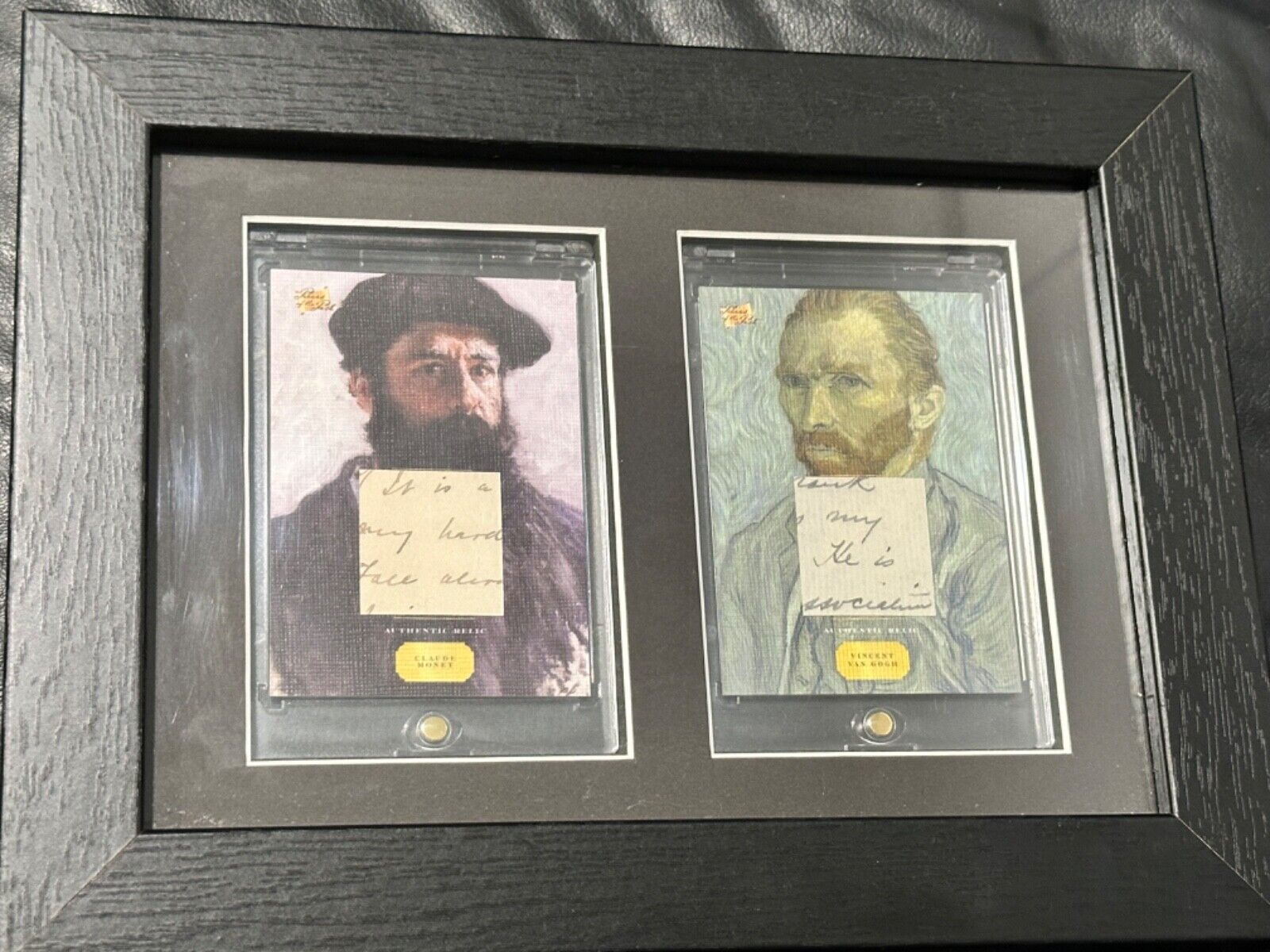 VAN GOGH & MONET - World FAMOUS Painters - HANDWRITTEN Rare RELIC Card DISPLAY