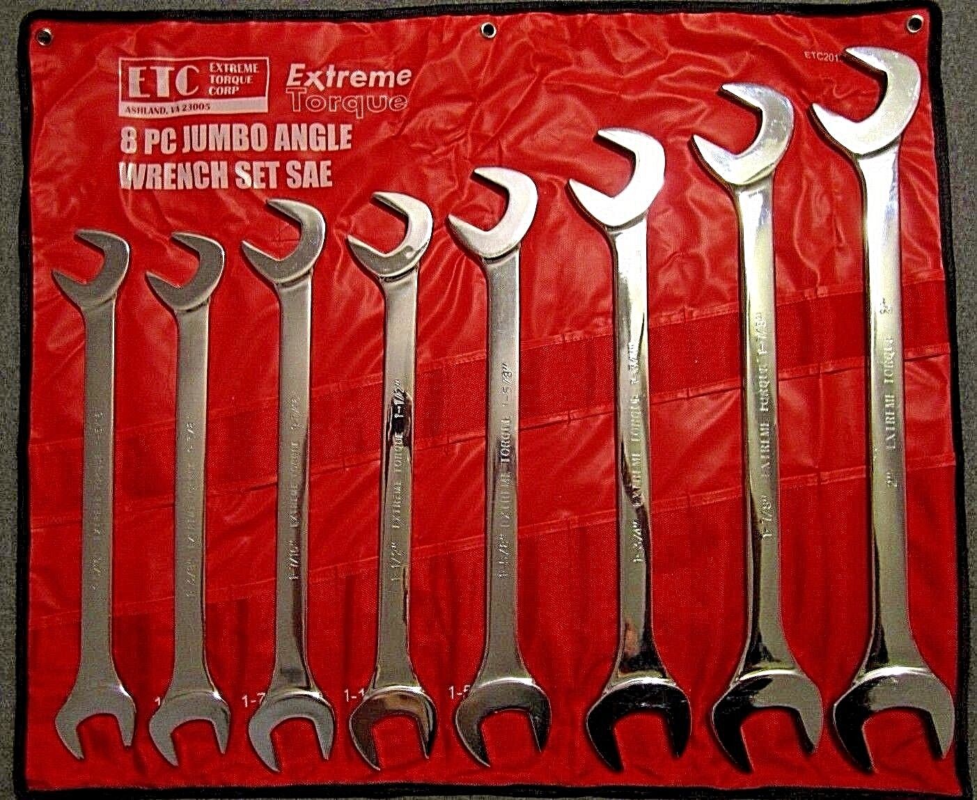 SAE Chrome Full Polish Jumbo Line Angle Wrench Set Extreme Torque 1-5/16 to 2\