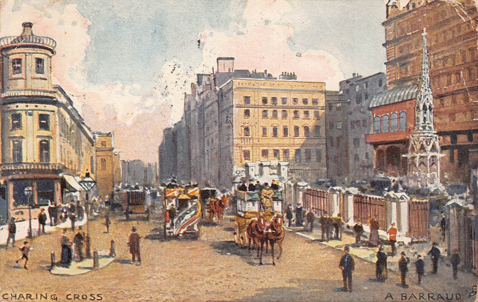 Raphael Tuck Oilette London Charing Cross A Barraud Street View 1904 Postcard K6