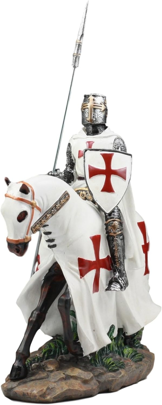 Ebros Crusader English Knight on Cavalry Horse Statue 8\