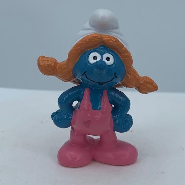 Smurfs 20404 Sassette Smurfling Smurf Girl Overalls Vtg Figure Sasette Figurine