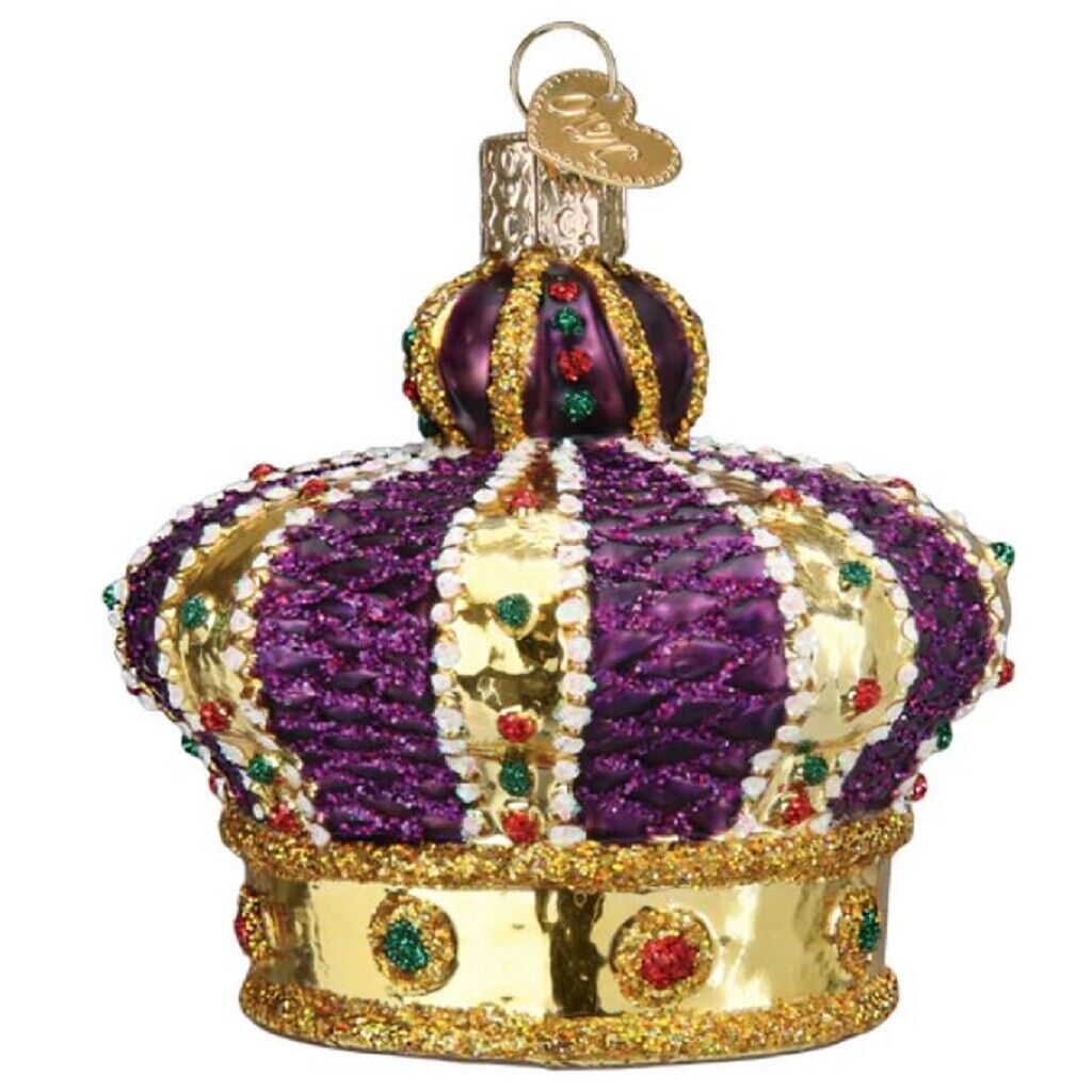 Old World Christmas Crown Of Royalty Glass Ornament FREE BOX 3 inch Multicolor