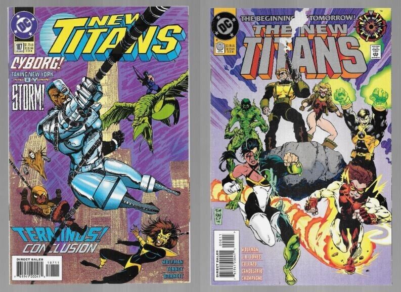 NEW TITANS 107 0 LOT OF 2 DC COMIC BOOKS Nightwing Arsenal Cyborg Terra Phantasm