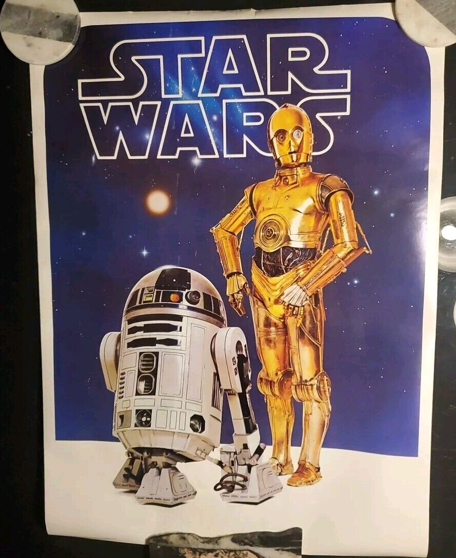 RARE Vintage Oiginal 1977 STAR WARS R2-D2 & C-3PO Poster. EXCELLENT CONDITION