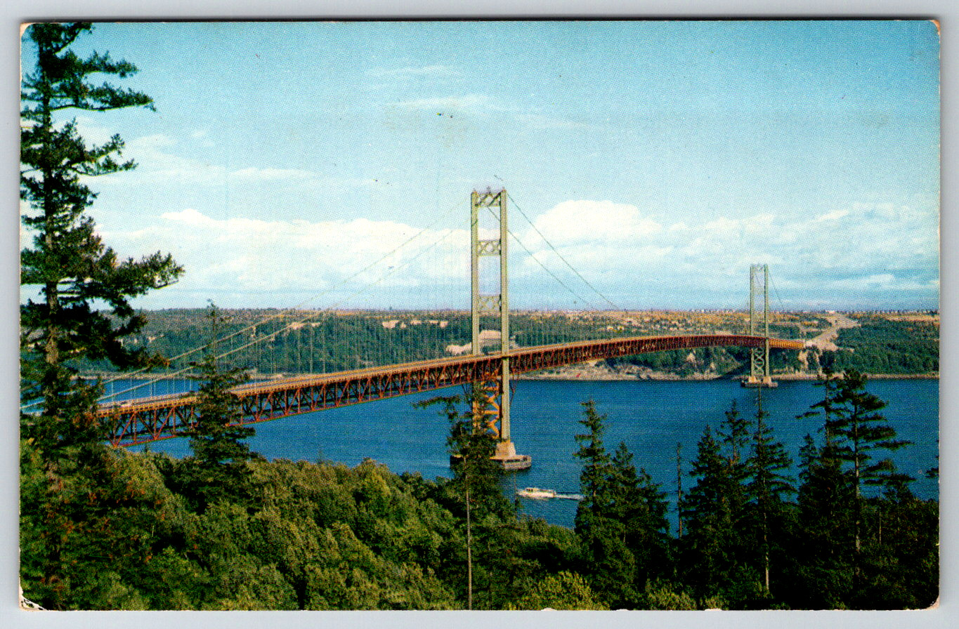 c1960s Narrows Bridge Tacoma Washington Vintage Postcard