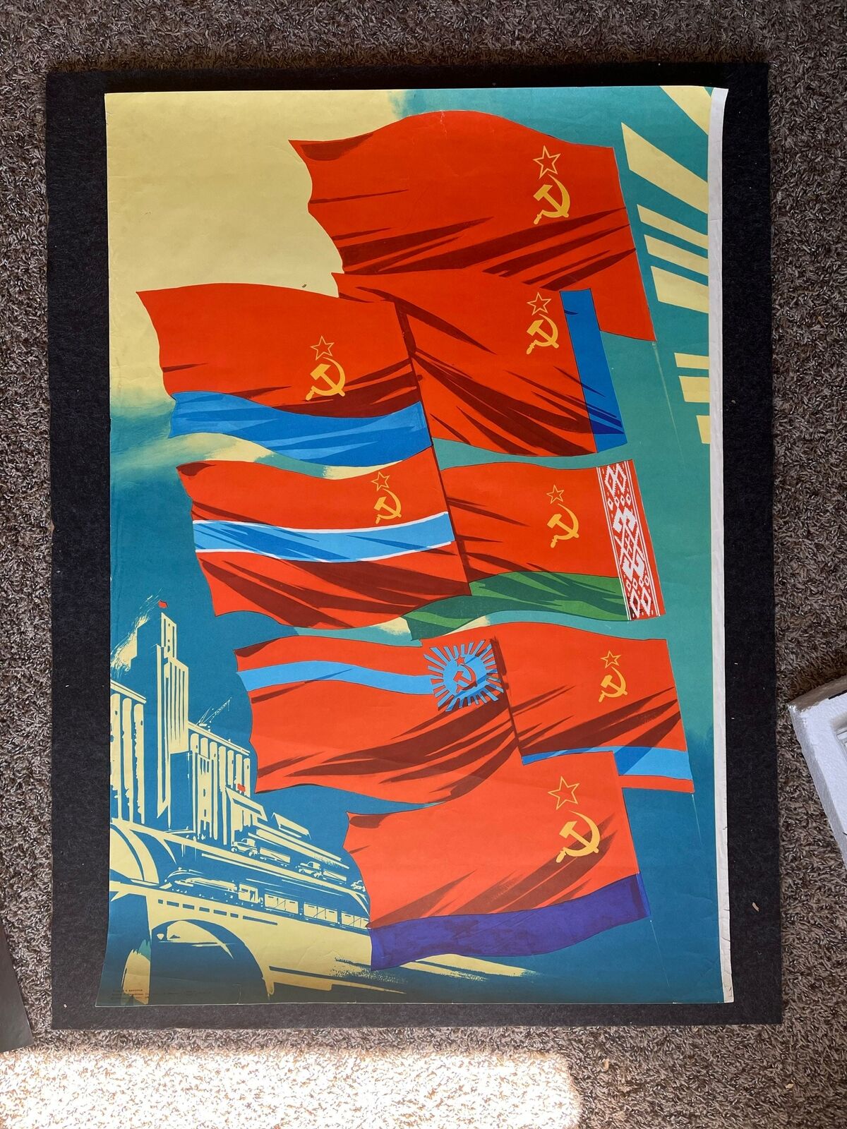 1980s Soviet Union Communist Flag Propaganda - Original Vintage USSR Propaganda