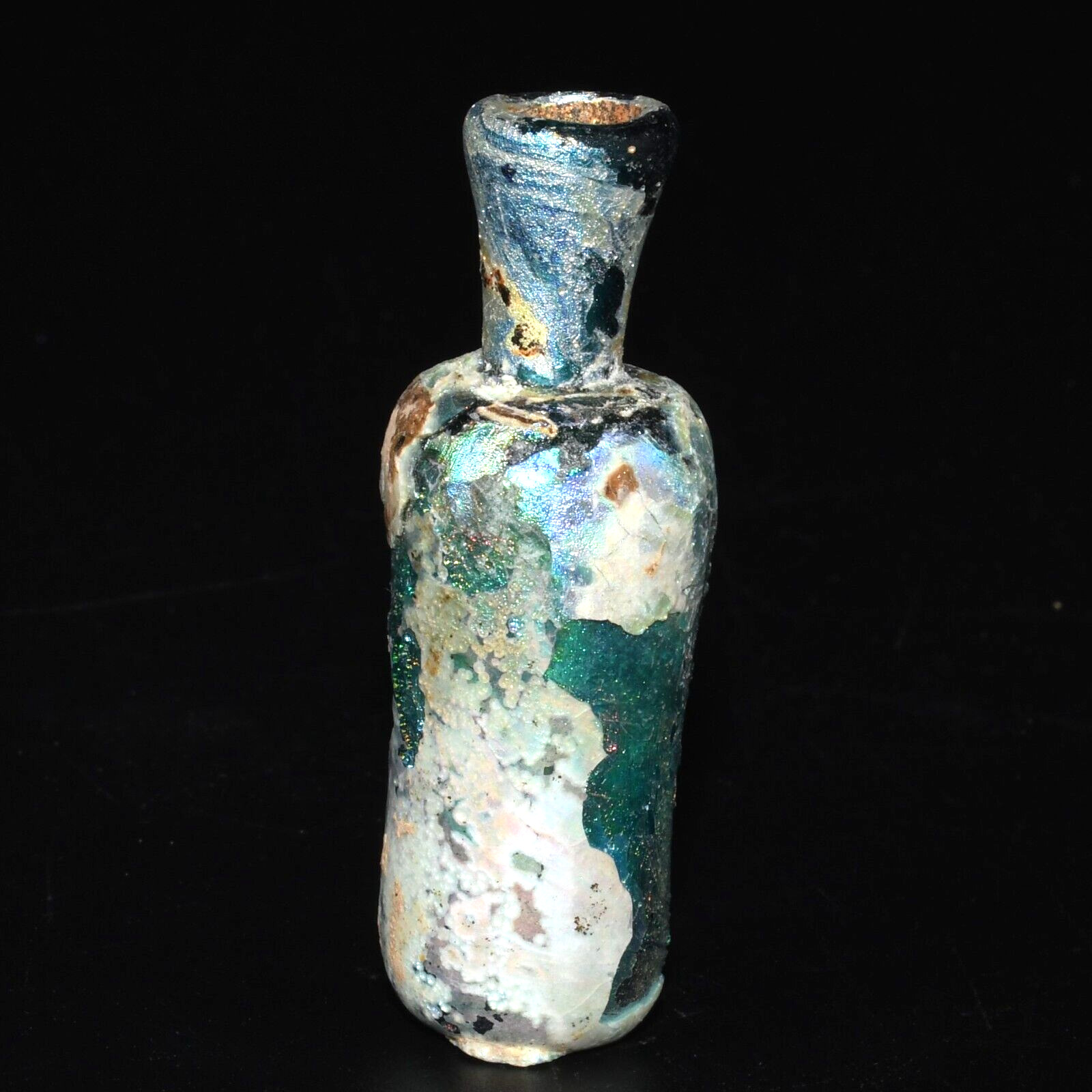 Ancient Roman Glass Bottle Vial with Beautiful Iridescent Patina 1st Century AD