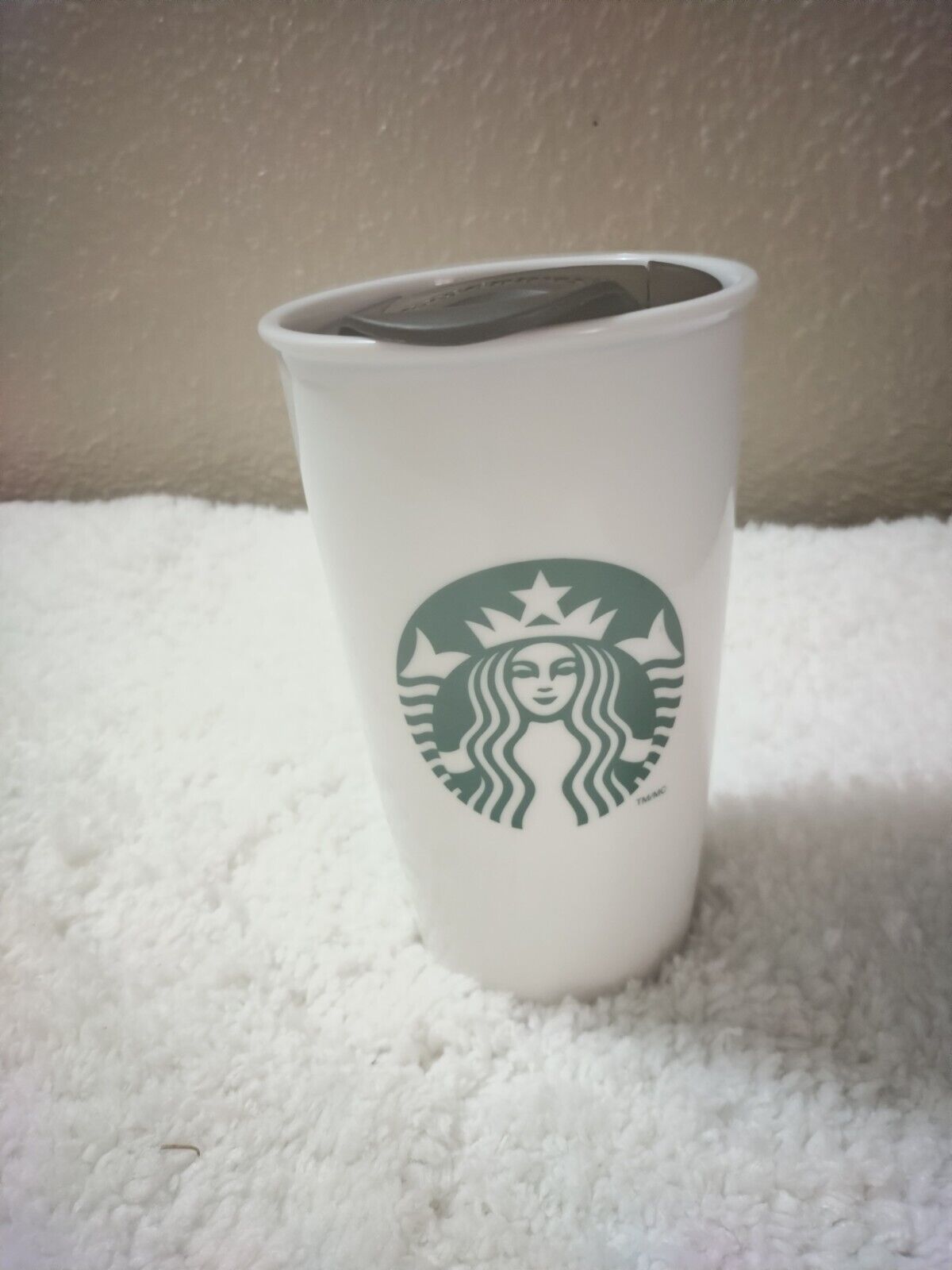 Starbucks 12oz Ceramic Double Wall Coffee Travel Mug Tumbler sliding Lid 