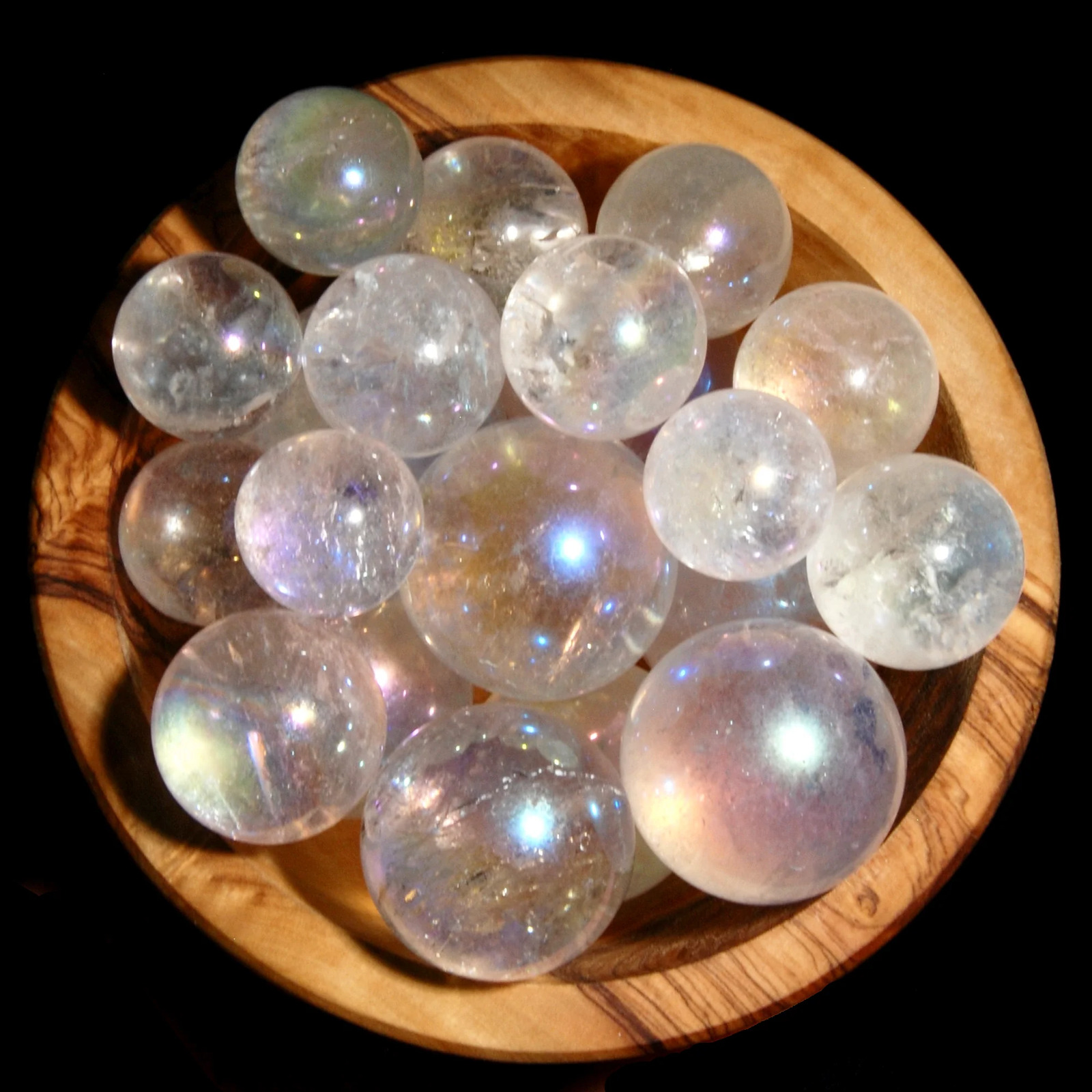 ONE Small Angel Aura Clear Quartz Crystal Sphere, 20mm to 40mm