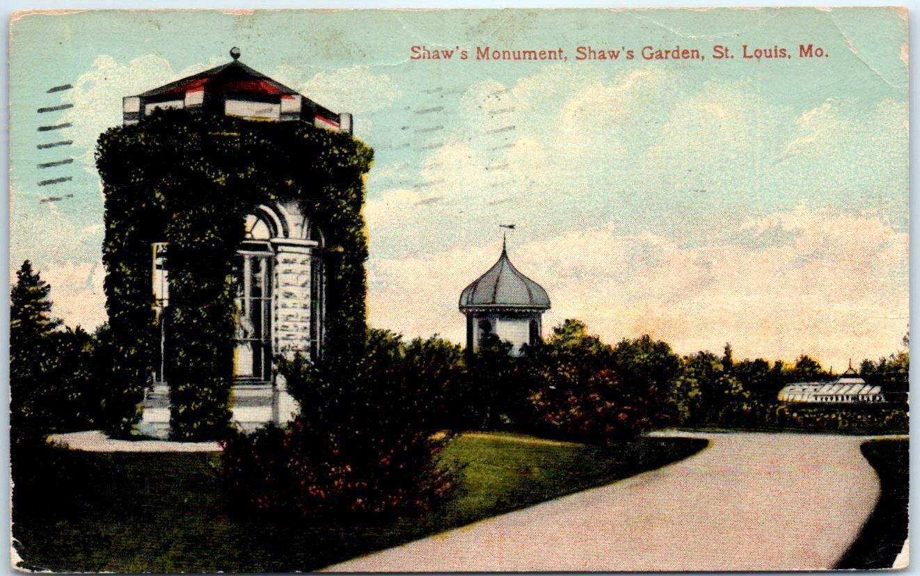 Postcard - Shaw\'s Monument, Shaw\'s Garden - St. Louis, Missouri