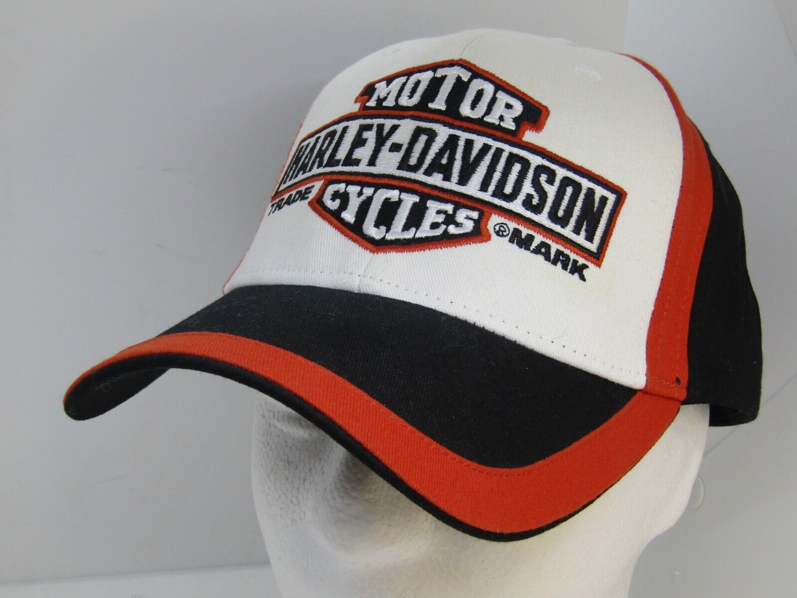 Harley Davidson Motorcycles, New Castle Pa. Black/Orange/White Ball Cap Hook & L