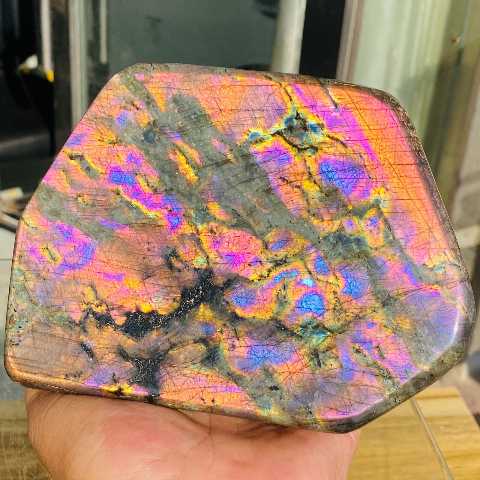 4.12LB Large Amazing Natural Purple Labradorite Quartz Crystal Specimen Healing