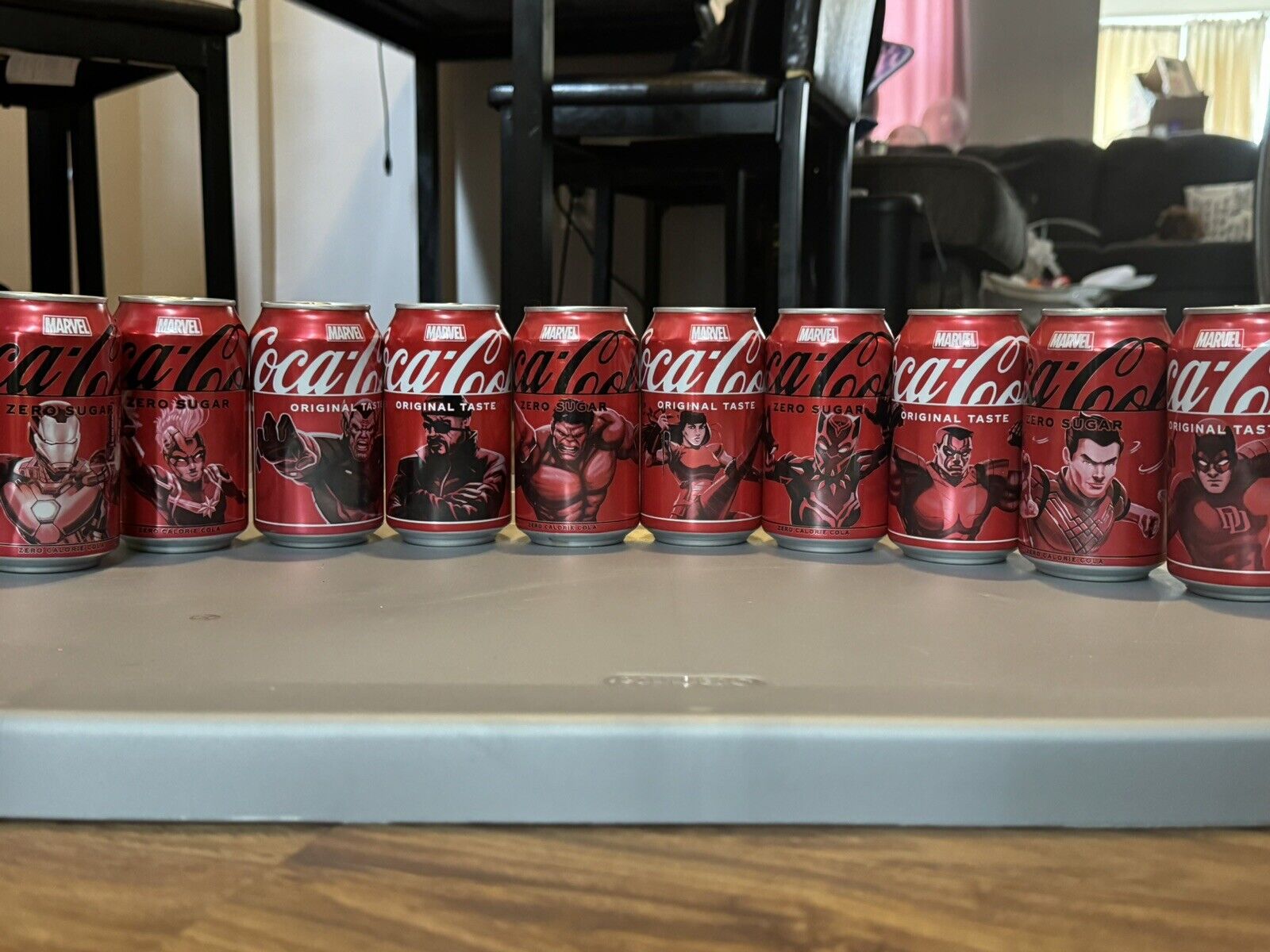 Complete Collection of Coca Cola 350ml cans Marvel US  (Not For Consumption)