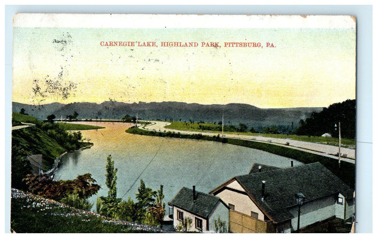 1908 Carnegie Lake Highland Park, Pittsburg Pennsylvania PA Posted Postcard