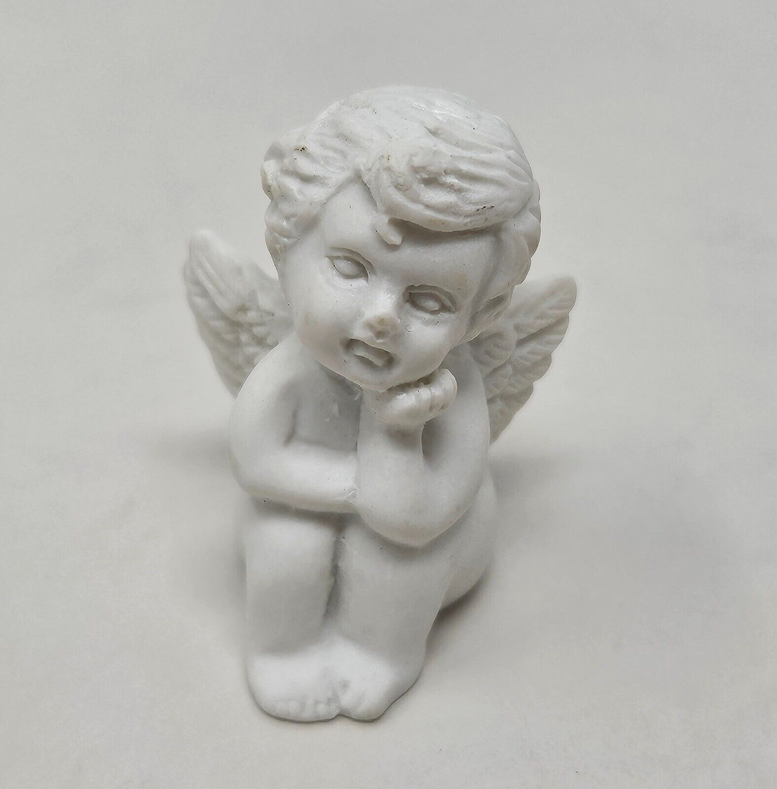 Lot of 6 VTG White Resin Miniature Cherub Angel Figure Statue Figurine Christmas