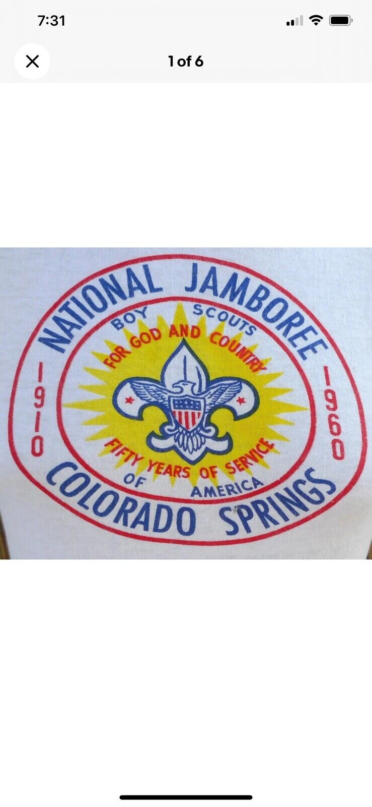 Vintage NOS 1960 BOY SCOUTS National Jamboree Colorado Springs T Shirt XL   L@@K