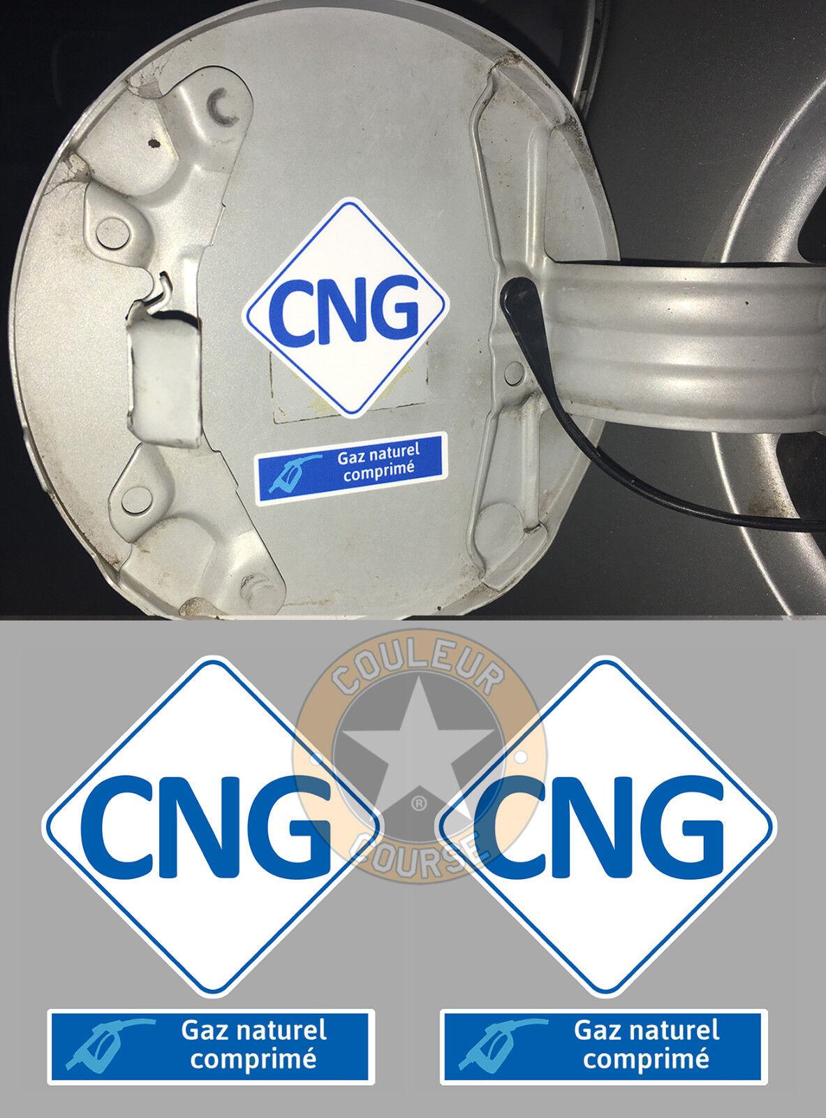 SET OF 2 X NATURAL GAS FUEL COMPRESS CNG STICKER STICKER SIZE: 5cm