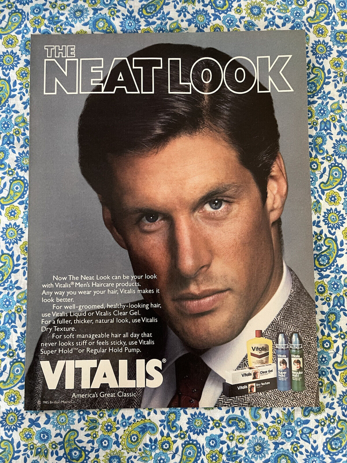 Vintage 1985 Vitalis Men’s Haircare Products Print Ad