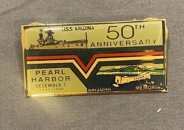 50th Anniversary 1941-1991 USS Arizona Memorial Pearl Harbor Hawaii Lapel Pin 2”