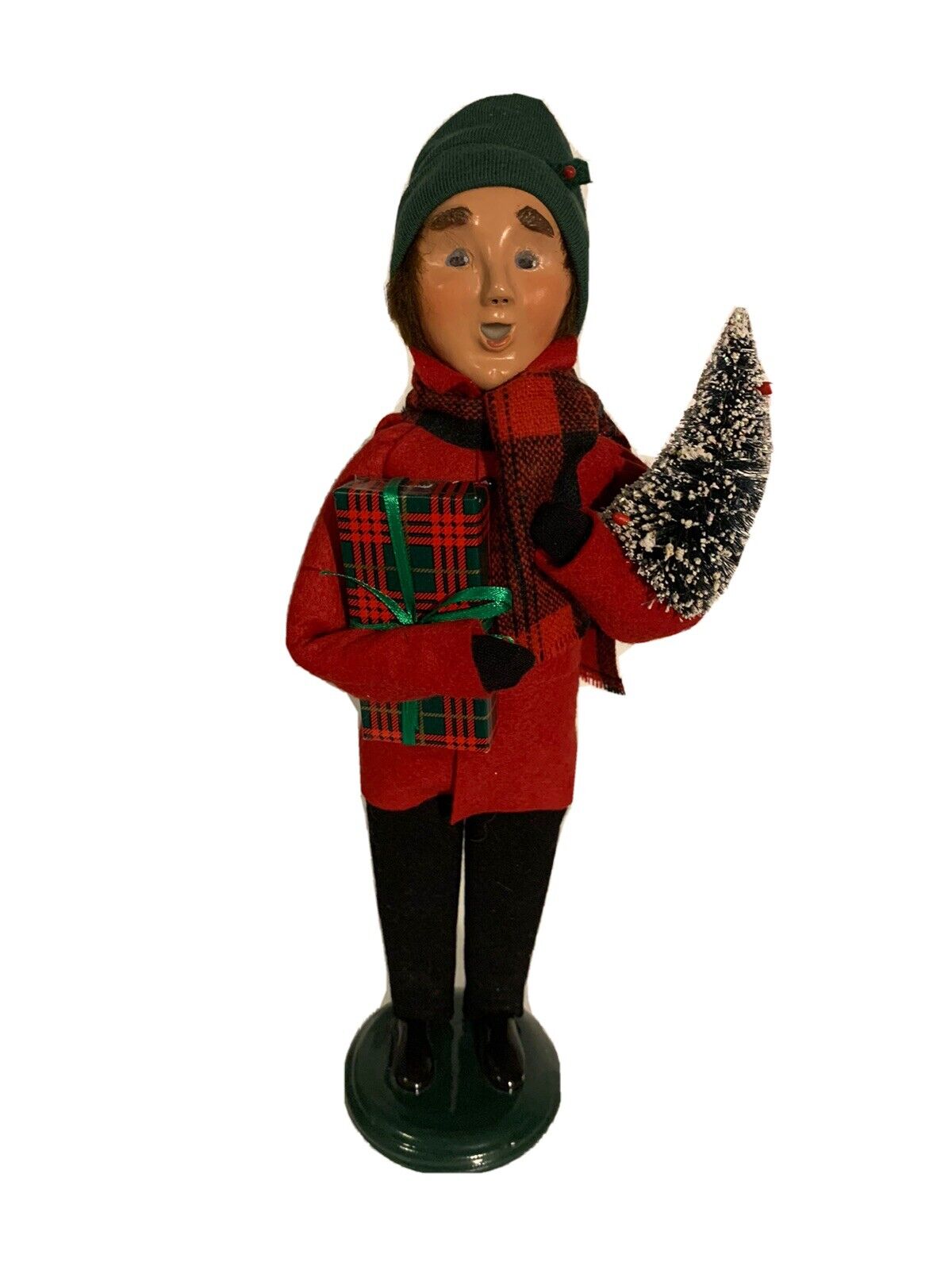2015 Byers Choice Carolers Man Carrying Package and Tree Signed